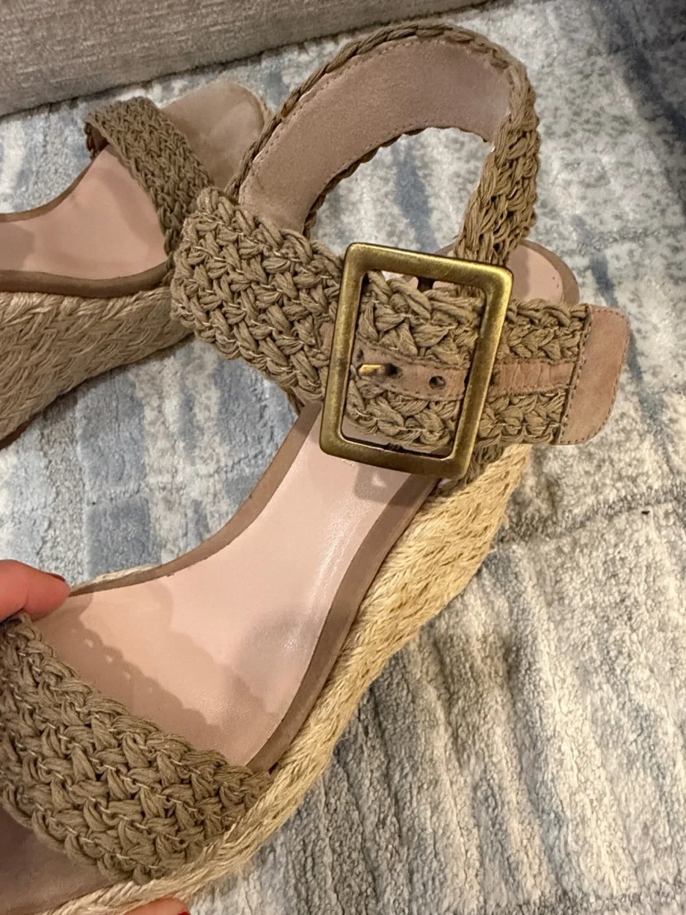 Stuart Weitzman Braided Espadrille Wedge Sandals - Tan - Picture 8 of 9